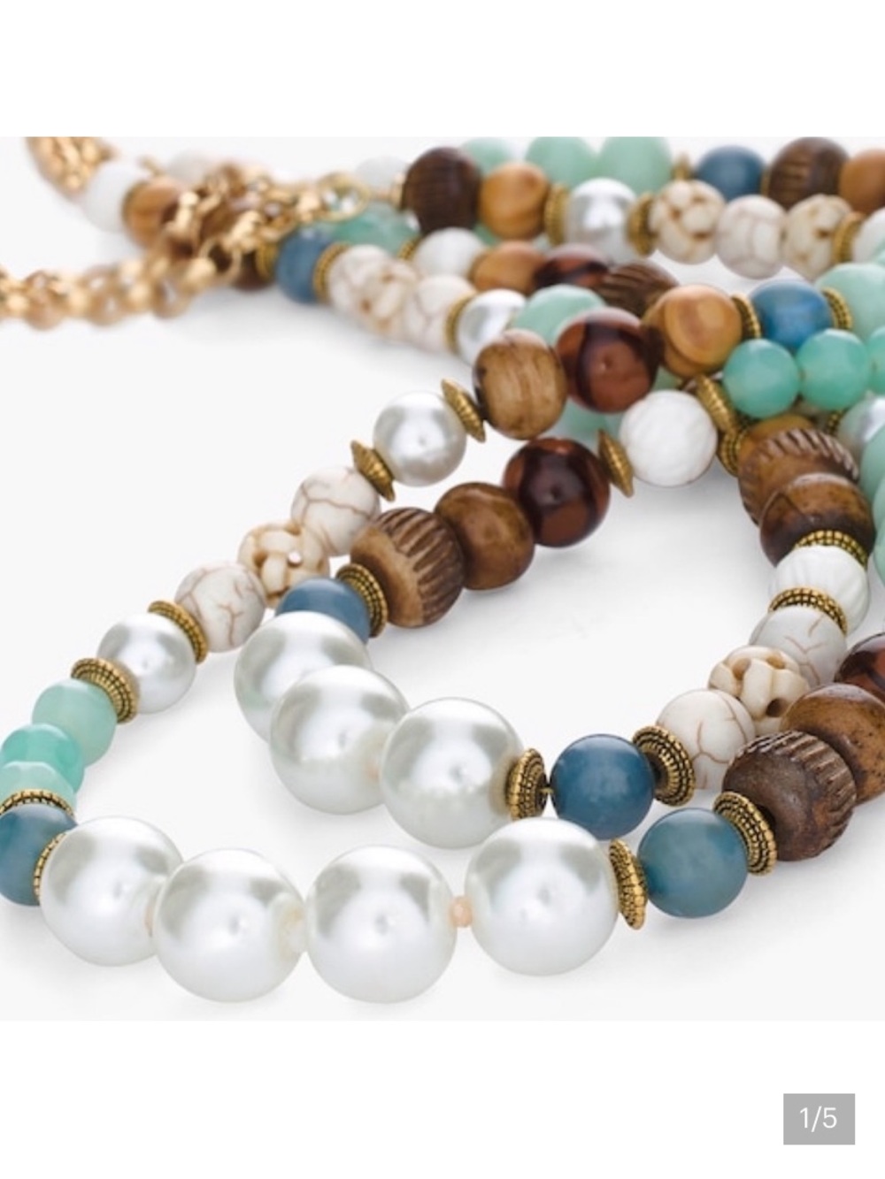 CHICO’S COOL DOUBLE WRAP BEADED NECkLACE